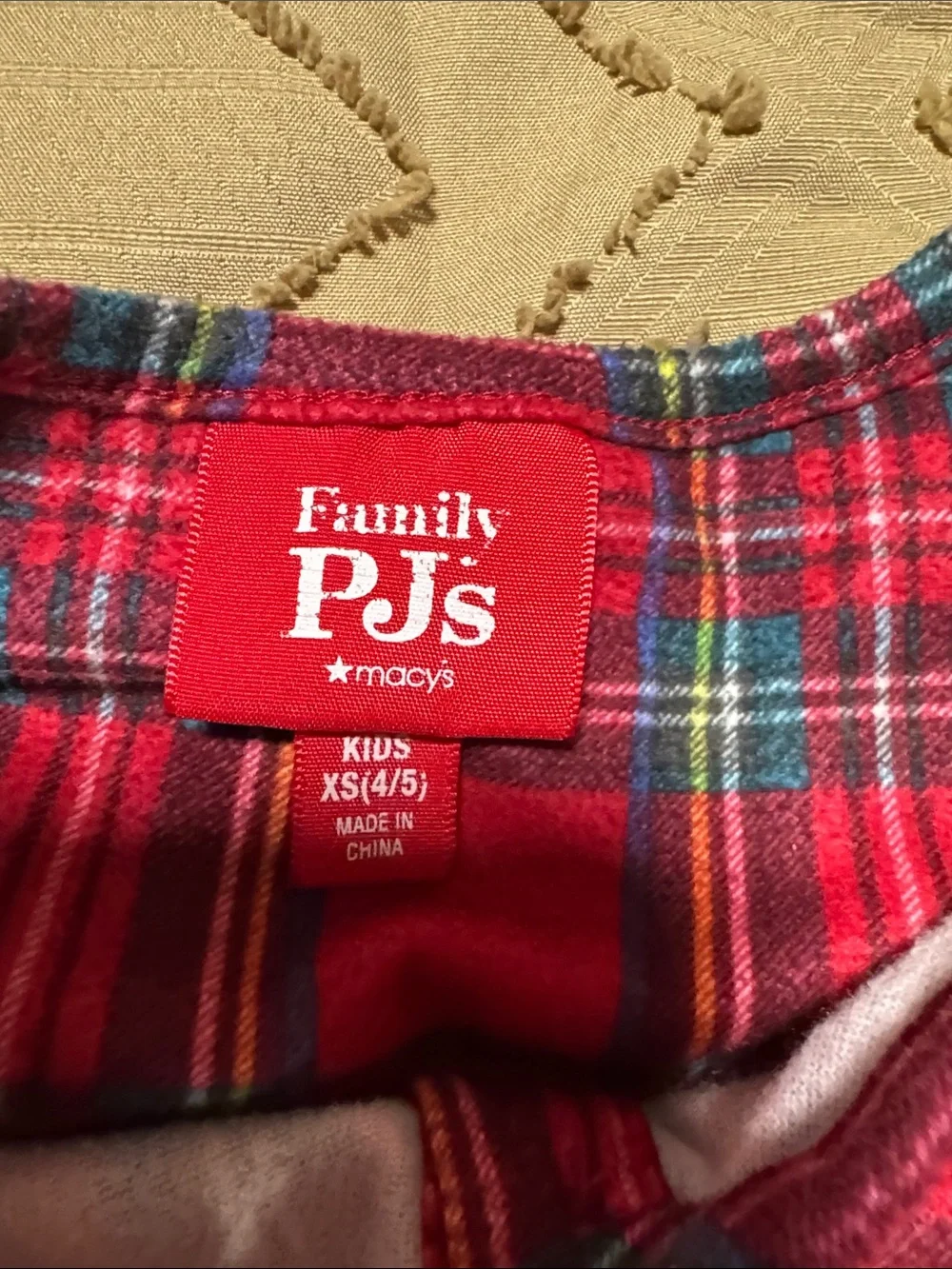 Family Pajamas Red Plaid Girls Long-Sleeve Nightgown